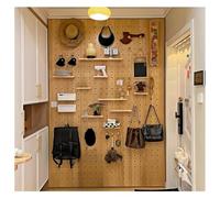 Zfmnoyev Panneaux Muraux Perforés, Panneau De Rangement Mural en Bois De 18 Mm D'épaisseur, Kit De Panneaux Muraux Perforés, pour Chambre, Bureau, Salle De Bain, Bureau(Brun,80x160 cm)