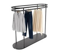 Zfmnoyev Portant À Vêtements Ovale en Fer, Portant À Vêtements Double Barre Robuste, Portant À Vêtements sur Pied À Usage Commercial, Idéal pour Les Chambres(Zwart,150x50x165 cm)