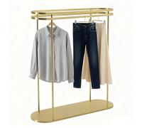 Zfmnoyev Portant À Vêtements Ovale en Fer, Portant À Vêtements Double Barre Robuste, Portant À Vêtements sur Pied À Usage Commercial, Idéal pour Les Chambres(Gold,120x50x155 cm)