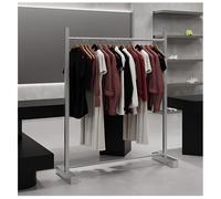 Zfmnoyev Portant À Vêtements Robuste Et Commercial, Porte-Manteau À Poser Au Sol, Porte-Manteau en Tube Carré en Acier Inoxydable, pour La Maison, La Chambre Et Les Boutiques(Silver,150x40x170 cm)