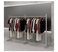 Zfmnoyev Portant À Vêtements Robuste Et Commercial, Porte-Manteau À Poser Au Sol, Porte-Manteau en Tube Carré en Acier Inoxydable, pour La Maison, La Chambre Et Les Boutiques(Silver,250x40x170 cm)