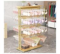 Zfmnoyev Présentoir Commercial pour sous-vêtements, Soutiens-Gorge, Maillots De Bain, Chaussettes Et Bijoux, Support De Rangement Métallique Réglable en Hauteur(Gold,120x45x155 cm)