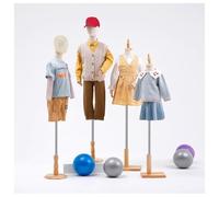 Zfmnoyev Présentoir Mannequin Enfant pour Tailleurs, Mannequin De Couture Réaliste avec Support en Plastique ABS Et Tissu en Lin, avec Tête, Bras Et Support en Bois Amovibles(Natural-A,4 Year Old)