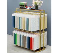 Zfmnoyev Présentoir Métallique Autoportant pour Échantillons De Tissus, Support pour Rideaux, Porte-Tapis, Couettes, Draps, Serviettes Et Foulards en Soie, Double Face(Gold,120x45x150 cm)