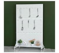 Zfmnoyev Présentoir Mobile en Métal Perforé avec roulettes Et 20 Crochets, Support De Rangement Autonome pour Panneau Perforé avec Base en T, Panneau Perforé pour Garage(80x40x120 cm)