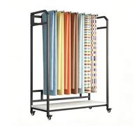 Zfmnoyev Présentoir Mobile pour Échantillons De Tissus avec Barre Pivotante Amovible, Rack De Rangement Robuste en Acier pour Draps, sur roulettes avec Freins(Black-A,100x45x143cm)