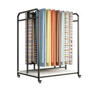 Zfmnoyev Présentoir Mobile pour Échantillons De Tissus avec Barre Pivotante Amovible, Rack De Rangement Robuste en Acier pour Draps, sur roulettes avec Freins(Black-B,100x45x143cm)