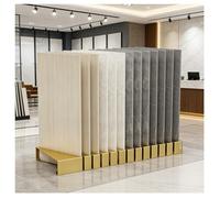 Zfmnoyev Présentoir Vertical pour Pierres Dressées, Organisateur D'échantillons De Carreaux De Sol À Insertion Oblique en Métal, Présentoirs sur Pied pour Grands Échantillons(Gold,100x20x10cm)