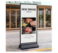 Zfmnoyev Support d'affiche Double Face Robuste sur Pied, Support d'affiche en Aluminium avec Socle Remplissable d'eau, Panneau Publicitaire Résistant Aux Intempéries pour Les Entreprises(Black-B)