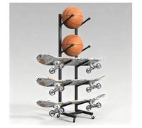 Zfmnoyev Support De Rangement Métallique sur Pied pour Snowboards, Présentoir Mural Robuste À 3/4/5/6 Niveaux pour Planches À roulettes (Une Seule Face)(23x25x102 cm)