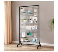 Zfmnoyev Tour De Panneaux Muraux Grillagés Mobiles Et Lourds, Étagère De Rangement Autonome avec 4 roulettes Et 20 Crochets, Présentoir Mural Grillagé pour Commerces(Zwart,60x40x120 cm)