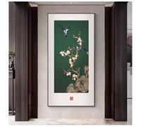 Zfmnoyev Œuvre d'art Verticale Moderne pour La Maison, Décoration Murale avec Cadre en Métal, Tableau Mural Style Chinois Moderne, Tableau en Porcelaine Cristal pour Salon(I,50x100 cm/19.7x39.4 in)