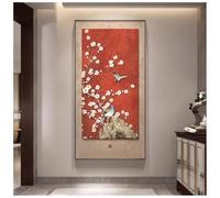 Zfmnoyev Œuvre d'art Verticale Moderne pour La Maison, Décoration Murale avec Cadre en Métal, Tableau Mural Style Chinois Moderne, Tableau en Porcelaine Cristal pour Salon(F,60x120 cm/23.6x47.2 in)