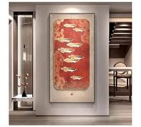 Zfmnoyev Œuvre d'art Verticale Moderne pour La Maison, Décoration Murale avec Cadre en Métal, Tableau Mural Style Chinois Moderne, Tableau en Porcelaine Cristal pour Salon(G,60x120 cm/23.6x47.2 in)
