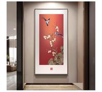 Zfmnoyev Œuvre d'art Verticale Moderne pour La Maison, Décoration Murale avec Cadre en Métal, Tableau Mural Style Chinois Moderne, Tableau en Porcelaine Cristal pour Salon(A,70x140 cm/27.6x55.1 in)