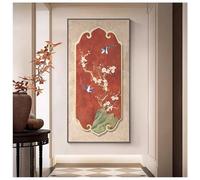 Zfmnoyev Œuvre d'art Verticale Moderne pour La Maison, Décoration Murale avec Cadre en Métal, Tableau Mural Style Chinois Moderne, Tableau en Porcelaine Cristal pour Salon(D,60x120 cm/23.6x47.2 in)