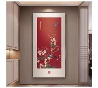 Zfmnoyev Œuvre d'art Verticale Moderne pour La Maison, Décoration Murale avec Cadre en Métal, Tableau Mural Style Chinois Moderne, Tableau en Porcelaine Cristal pour Salon(B,70x140 cm/27.6x55.1 in)