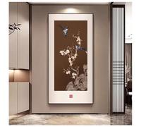 Zfmnoyev Œuvre d'art Verticale Moderne pour La Maison, Décoration Murale avec Cadre en Métal, Tableau Mural Style Chinois Moderne, Tableau en Porcelaine Cristal pour Salon(H,70x140 cm/27.6x55.1 in)