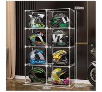 Zfmnoyev Vitrine De Rangement pour Casques, Bacs De Rangement en Plastique Transparent Empilables avec Couvercle, Présentoir pour Livres Et Cosmétiques, pour Ranger Casques De Moto(82x32x122 cm-8PCS)