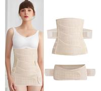 ZFOEFO Ceinture Post Accouchement, 2 en 1 Ceinture Abdominale Femme Gaine Post Accouchement, 4 Patchs Ceinture Post Partum Cesarienne avec Ceinture Pelvienne Ceinture Ventrale Post-partum(Beige)