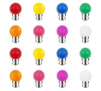 ZFQ Ampoule Couleur LED B22, 200LM, G45 2W LED Lampe Décorative Halloween, Noël, Fête, Multicolore, Couleurs Mixtes Rouge/Jaune/Bleu/Vert/Violet/Orange/Rose/Blanc Chaud, Lot de 16