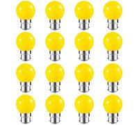 ZFQ Ampoule LED Couleur B22 2W équivalente 20W AC 220V-240V B22 Baïonnette Ampoules Guirlande LED Ampoules Multicolore pour Maison Bar Fête Décoration d'ambiance, Jaune, Lot de 16