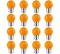 ZFQ Ampoule LED Couleur B22 2W équivalente 20W AC 220V-240V B22 Baïonnette Ampoules Guirlande LED Ampoules Multicolore pour Maison Bar Fête Décoration d'ambiance, Orange, Lot de 16
