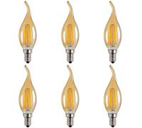 ZFQ Ampoule LED E14 Forme de bougie à filament 4W, 2700K Blanc Chaud, 400LM Equivalent Ampoules Halogène 40W, Ampoules Flamme Bougie Classique E14 LED Vintage Verre Fumé, Non Dimmable, Lot de 6