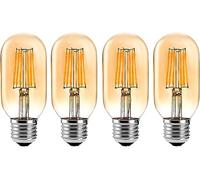 ZFQ Ampoule Vintage E27 LED, Non-dimmable, 6W E27 Ampoule de Filament LED T45 Ampoule 600LM 2700K Ambre Lumières AC 220-240V Lot de 4
