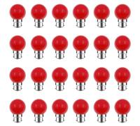 ZFQ Lot de 24 Ampoule LED Couleur B22 2W équivalente 20W B22 Ampoule économie Guirlande lumière de golf Rouge LED Ampoules Multicolore pour Maison Bar Fête Décoration d'ambiance