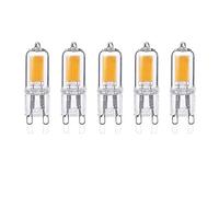 ZFQ Lot de 5 Ampoules LED G9 2W, Équivalent à Halogènes 25W, couvercle en verre, 3000K Blanc Chaud, 250 Lumens, Angle de faisceau 360°, 80 Ra, AC 220-240V, Non dimmable