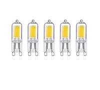 ZFQ Lot de 5 Ampoules LED G9 2W, Équivalent à Halogènes 25W, couvercle en verre, 6000K Blanc Froid, 250 Lumens, Angle de faisceau 360°, 80 Ra, AC 220-240V, Non dimmable