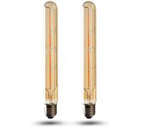 ZFQ Paquet de 2, E27 Ampoules Tubes LED Edison Retro T30 4W 40W, Lampe à Filament LED, 400lm Blanc Chaud 2700K, long tube en verre fumé T30, Non Dimmable