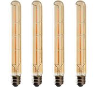 ZFQ Paquet de 4, E27 Ampoules Tubes LED Edison Retro T30 4W 40W, Lampe à Filament LED, 400lm Blanc Chaud 2700K, long tube en verre fumé T30, Non Dimmable