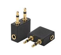 ZFRITP Adaptateur Jack 3,5 Mm pour Casque D'Écoute d'avion Plaqués Or, 2 Pièces Double Jack Adaptateurs Airline Ecouteur Flight Headphone Adapter, Audio Jack Adapter Converter De Médias en Vol