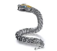 ZFSBRTL Bracelet Ouroboros Vintage Nordique, Chaîne Roi de Serpent Cuivre Rétro pour Hommes Bijoux Amulette Viking Bracelet de Motard Gothique,20cm