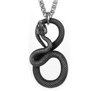 ZFSBRTL Collier en Acier Inoxydable Massif avec Pendentif Serpent Roi Cobra | Collier de Serpent Argenté en Forme de 8 | Collier Serpent pour Hommes pour Les Vikings,60cm
