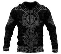 ZFSBRTL Sweat À Capuche Imprimé 3D pour Homme Style Viking Dragon Casque D'odin Tatouage Runique Pull Unisexe Mythologie Nordique Ample Décontracté Veste Zippée,Zipper,L