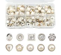 Zfseyuh 100 Pièces Bouton de Couture Vintage - 10 Styles Mercerie Nacre, Perle Artificielle pour Vêtements, Chemises, Manteaux - 9,5-12 mm