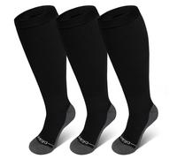 ZFSOCK Bas de Compression Femme Homme: Chaussettes de Contention Grande Taille Mollet Médicale Soutien Graduel Chaussette de Contention Sans Couture pour Sport Voyage Grossesse Noir 3XL 3 paires
