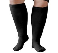 ZFSOCK Bas de Contention Femme Homme: Chaussettes de Contention Compression Grande Taille Gros Mollet 20-30mmhg pour Infirmiere Running Sport Voyage Grossesse 3XL Noir 1 Paire