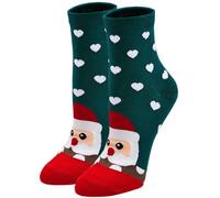 ZFSOCK Chaussette Noël Femme Fantaisie Socquettes Coton Motif Rigolotes Drôle Cadeaux Noël Original Humour EU 36-41,1 paires-Noël-F