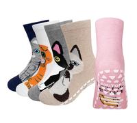 ZFSOCK Chaussettes Antidérapantes Enfant Filles: Coton Doux avec Motifs Animaux pour École Sport et Quotidien Taille 20-22 5 Paires