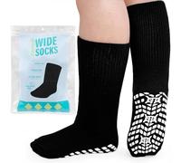 ZFSOCK Chaussettes Diabétiques Antidérapantes Homme: Femme Sans Elastique Sans Couture Non Comprimantes Amples Socquettes Coton Mi-mollet Noir 1 Paire 39-46