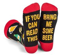 ZFSOCK Chaussettes fantaisie pour homme : chaussettes antidérapantes amusantes avec inscription « If You Can Read This Bring Me Some Wine Tea Coffee Beer » pour Noël, anniversaire, Saint-Valentin,