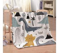 ZFSZSD Couverture Dessin animé et Dinosaure Couverture de Lit Réversible Double Face Douce et Chaude Plaid Jeté de Canapé Flanelle 130x150cm