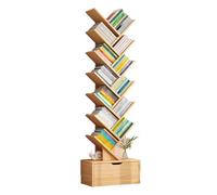 ZFUCMAYL Étagère À Livres en Forme d'arbre avec Tiroir, Étagère De Rangement, Étagère À Livres Verticale sur Pied, Étagères De Rangement for Salon Et Bureau(Walnut Color,14 Tier)