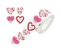 Zfyauhm Lot de 3 rouleaux d'autocollants en forme de cœur avec inscription « I Love You » pour la Saint-Valentin, les loisirs créatifs, les cartes, l'emballage, les enveloppes, la décoration de boîte