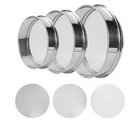 ZFYOUNG Lot de 3 tamis de sol avec maille de 5 mm, 3 mm, 1 mm - Tamis de jardin pour sable, terre, compost | Filtre à saleté en métal avec pelle pour jardinage, bonsaï, plage et gravier