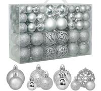 ZFYQ 100 Boules de Noël, Ensemble de Boules pour Sapin, Décoration à Suspendre Ensemble 3/4/6 cm, Adaptées aux Arbre de Noël Fenêtres Guirlandes, Ornements de Noel, Argenté